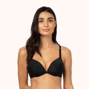 LIVELY Deep V no-wire push-up bra jet black 34DD 34E